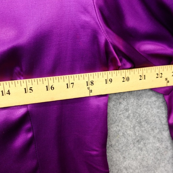 Vintage Purple Satin Button Up Shirt Womens L Magenta Retro 70s USA Made JOSHUA - Picture 4 of 13